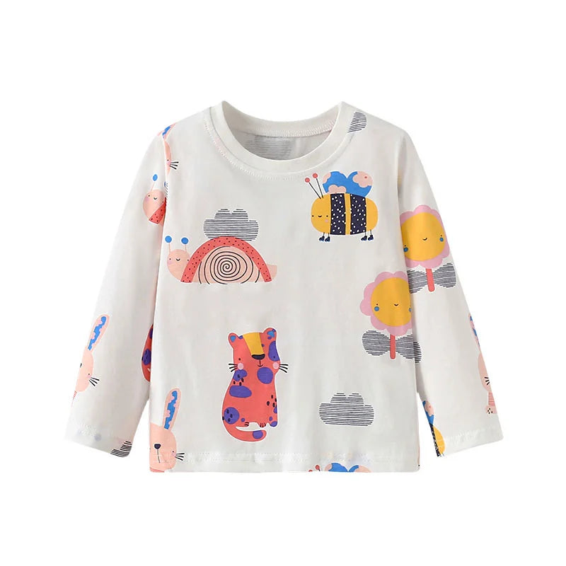 Full-Sleeve Animal Print Cotton T-Shirts For Girls childrensterritory