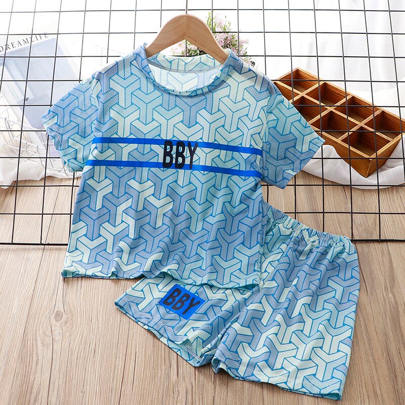 Kids Printed 2PCS Sports T-Shirt and Shorts Set for Summer childrensterritory