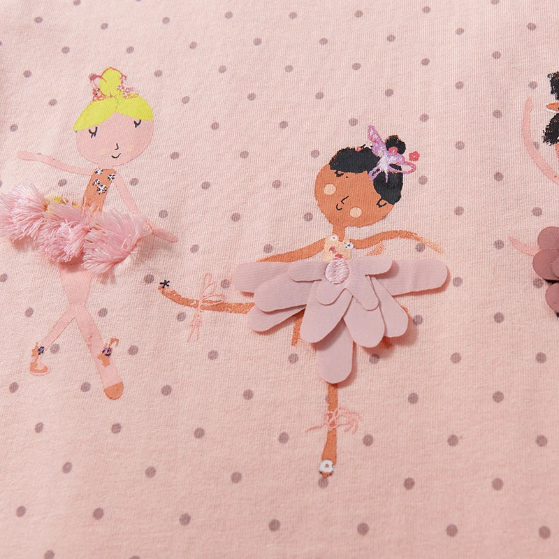 Little Girls Cartoon Ballet Design Summer Clothing Set childrensterritory