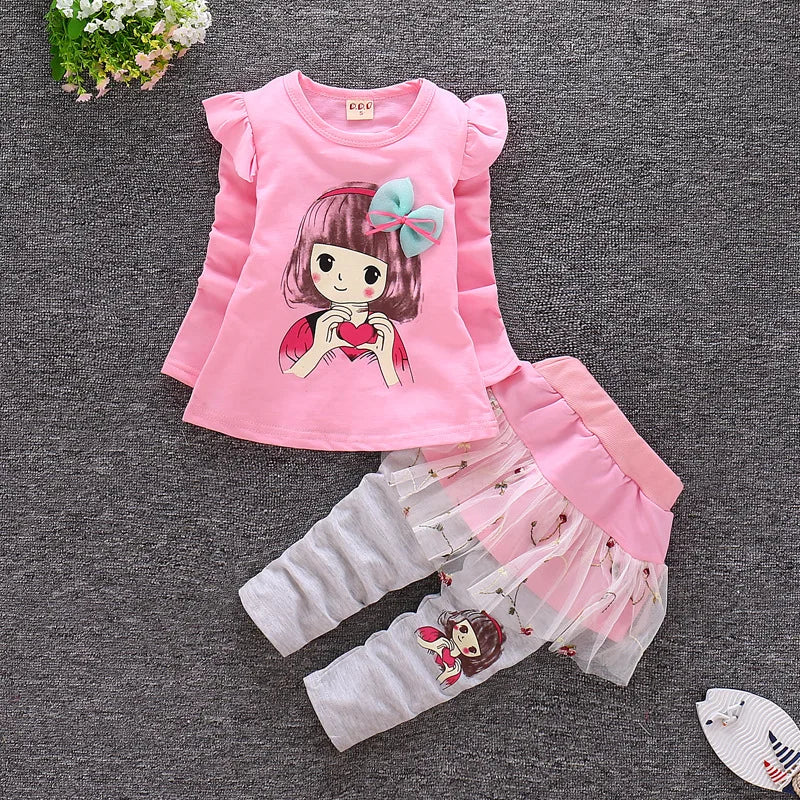 Baby Girls Cute Cartoon Print Sweatshirts + Pants Tracksuit Sets childrensterritory