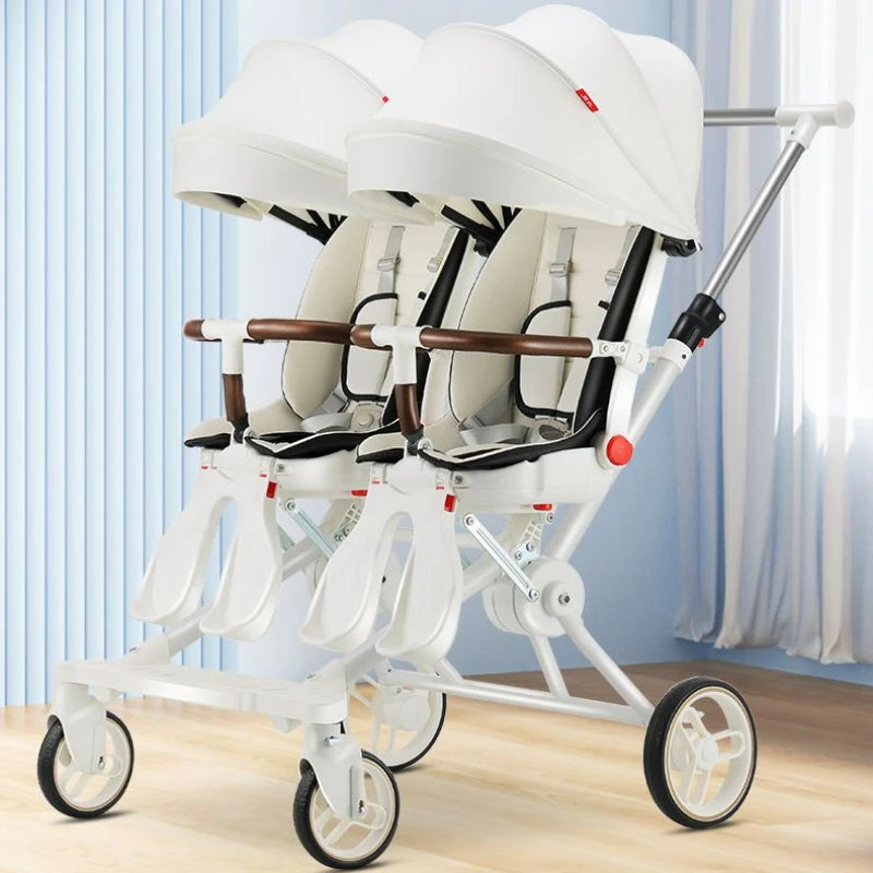 Foldable Four-wheeled Twin Baby Stroller childrensterritory