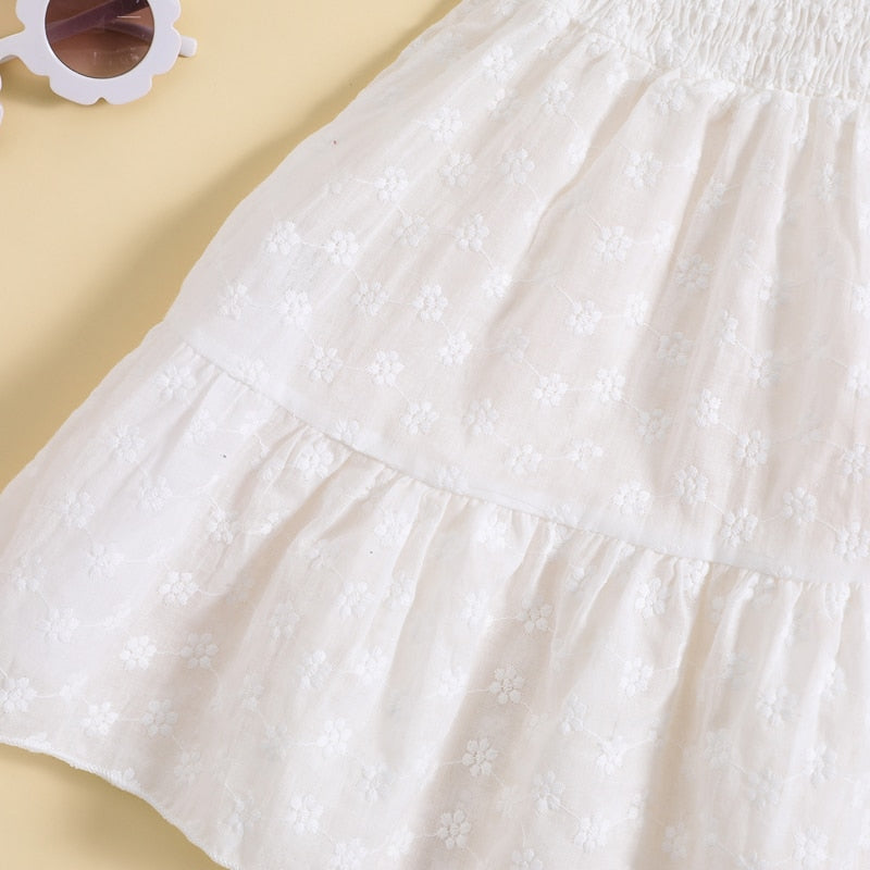 Kids Girls A-line Flower Embroidery Summer Dress childrensterritory