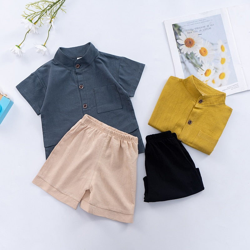 Baby/Kids Boys Casual Button Up Shirt And Shorts Clothing Set childrensterritory
