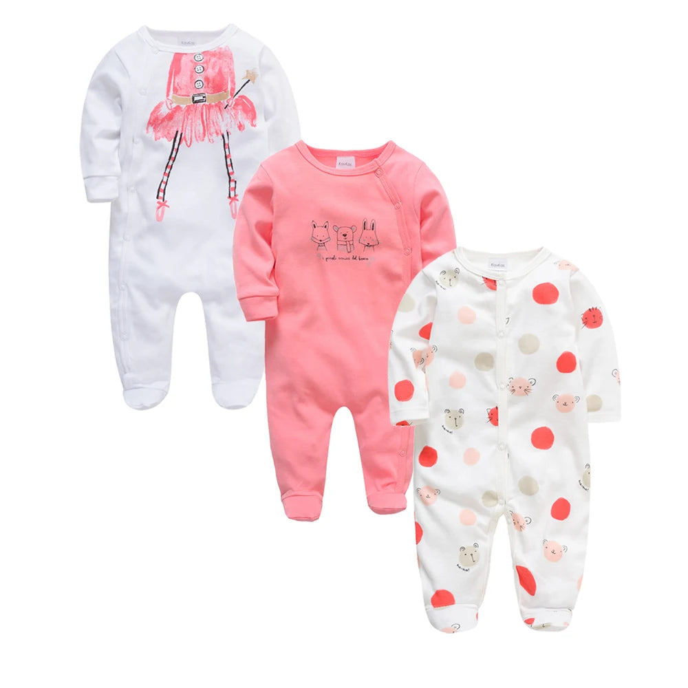 3-4 Pcs/Lot Baby Girls Boys Cartoon Design Cotton Rompers