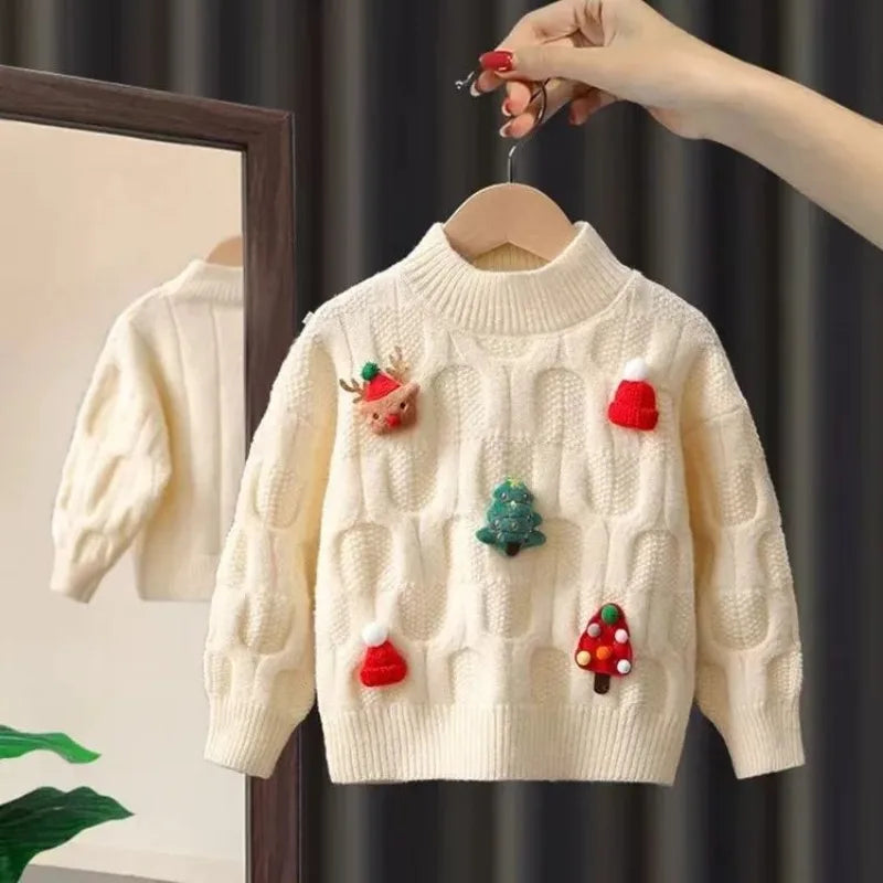 Baby Warm Knitted Cartoon Pattern Sweaters For Christmas childrensterritory