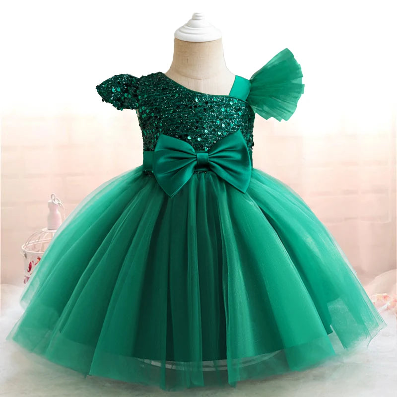 Baby Girls Sequins Fly Sleeves Tutu Wedding Party Princess Outfits childrensterritory