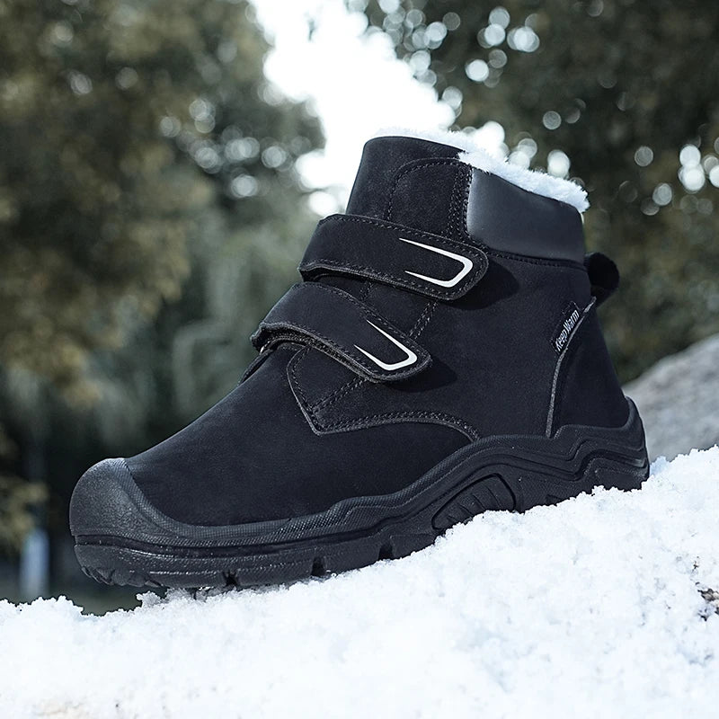 Kids Suede Fashion High Top Hook And Loop Warm Shoes childrensterritory