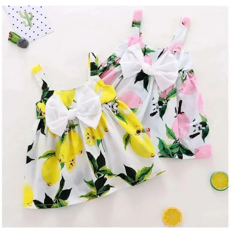 Infant Girls Beautiful Floral Bowknot Sleeveless Summer Dresses