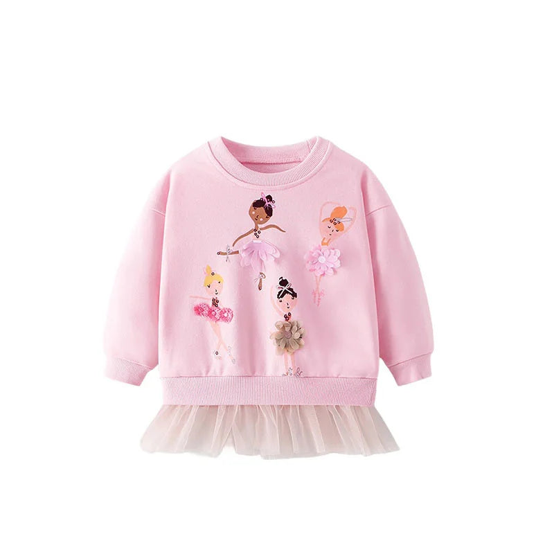 Kids Girls Cartoon Embroidery Applique Design Sweatshirts childrensterritory