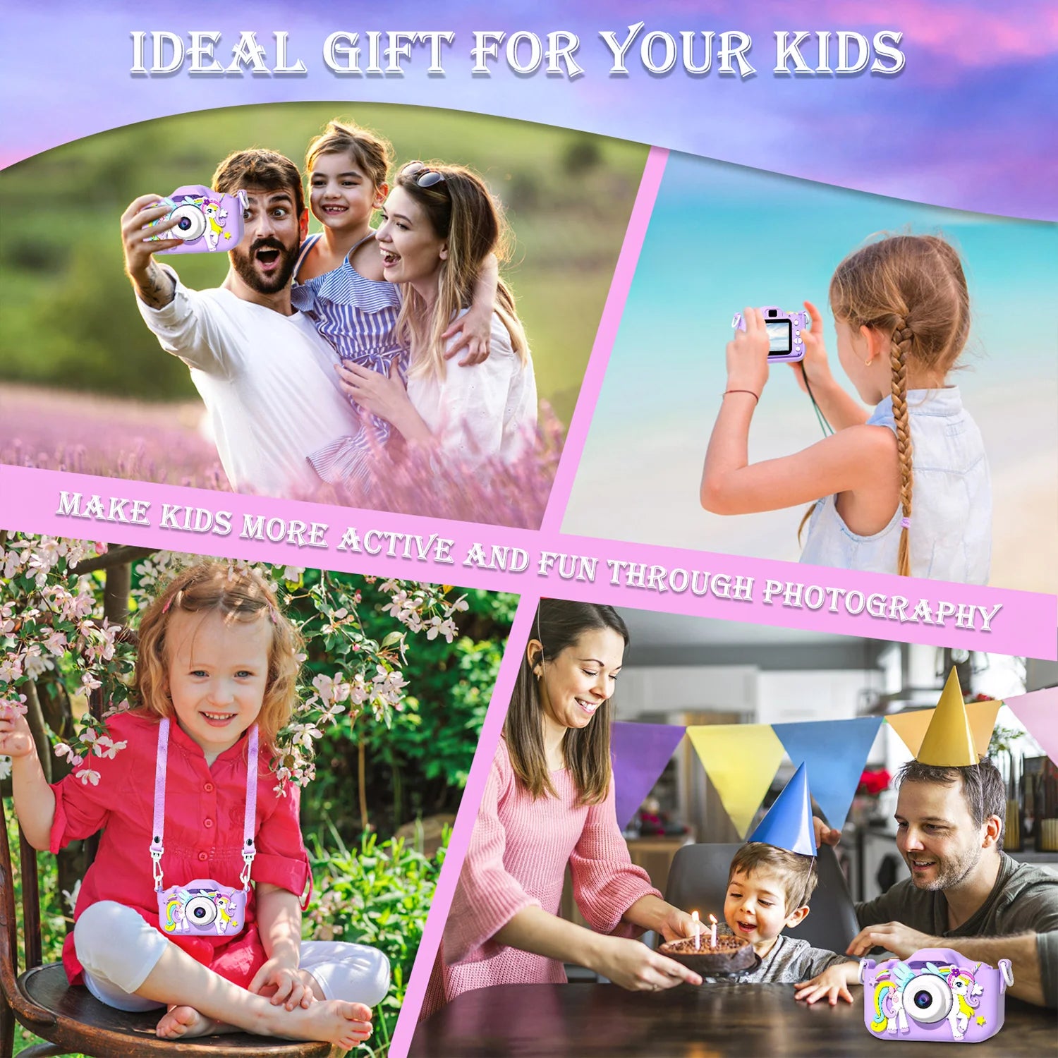 1080P HD Cartoon Unicorn Design Kids Mini Camera childrensterritory
