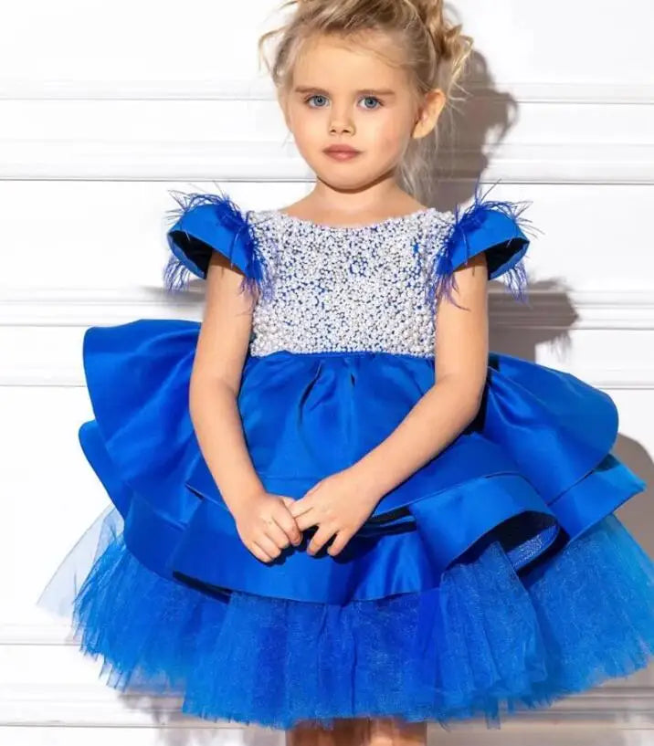 Handmade Pearls Design Tutu Flower Girl Dress childrensterritory