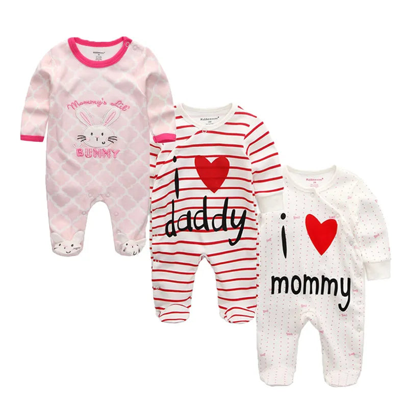 Long Sleeve Overall Printed Baby Zipper Rompers
