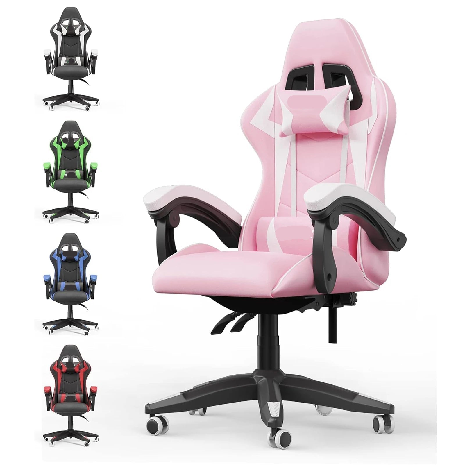 Adjustable Gamer Chairs with Lumbar Cushion + Headrest childrensterritory
