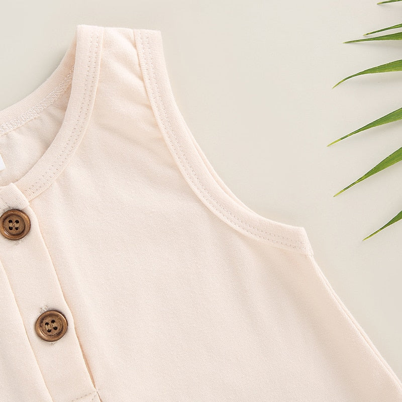 Solid Color Sleeveless Baby Girls Boys Summer Bodysuit childrensterritory