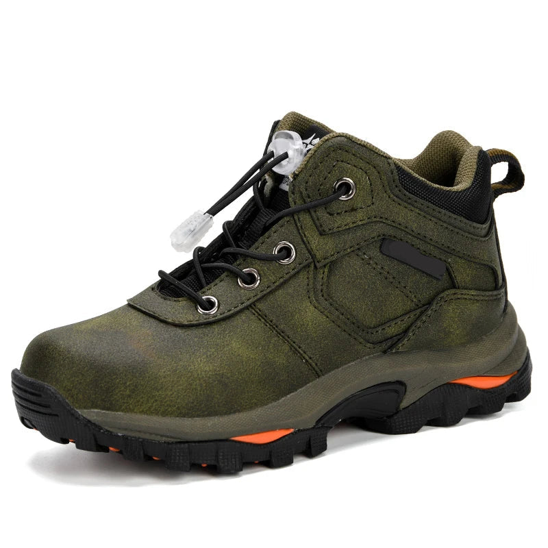 Anti-slip Kids Boys Ankle Boots with Motorcycle Hook and Loop childrensterritory