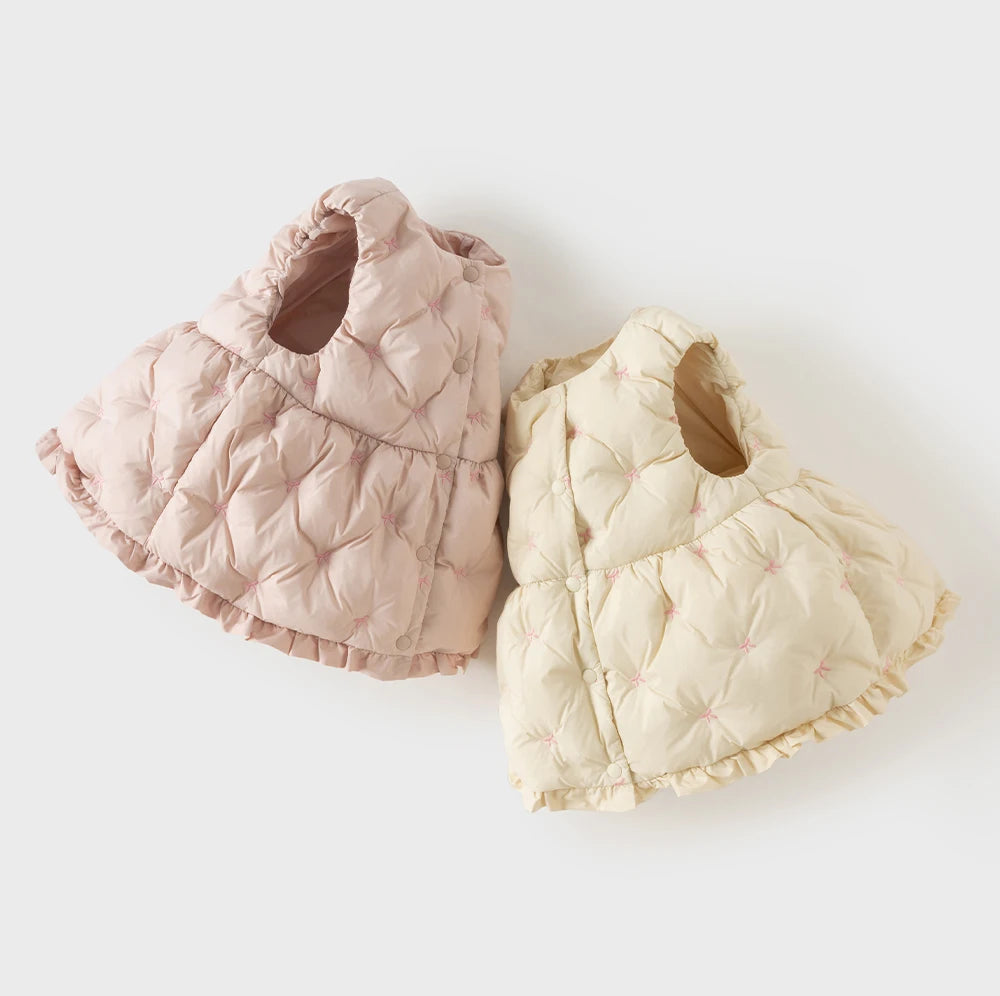 Waterproof Sleeveless Little Girls Cotton Down Jackets