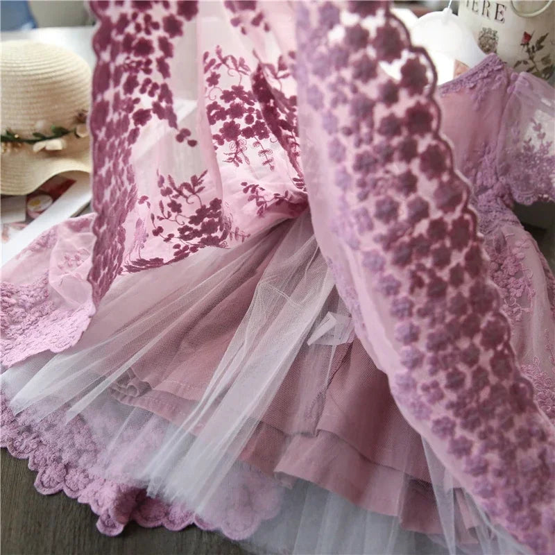 Kids Girls Lace Flower Design Birthday, Wedding Dresses childrensterritory