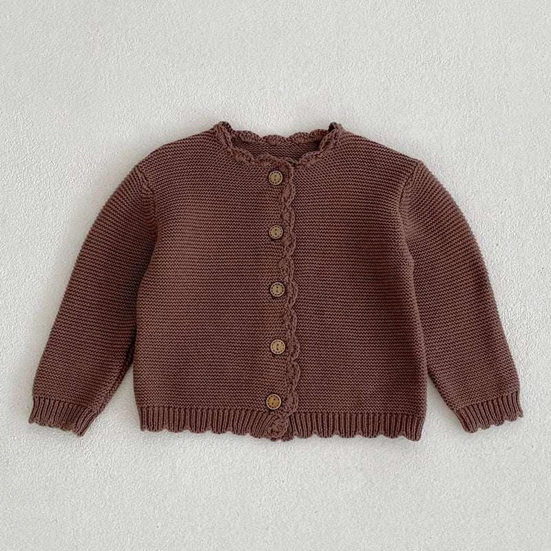 Baby Girls Long Sleeves Floral Embroidery Knitted Cardigans childrensterritory