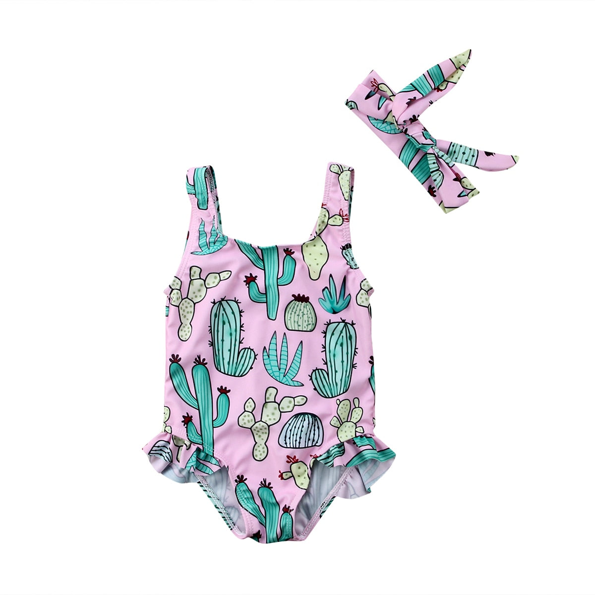 Baby Girl Cactus Print Tankini Bikini Swimsuit and Headband childrensterritory