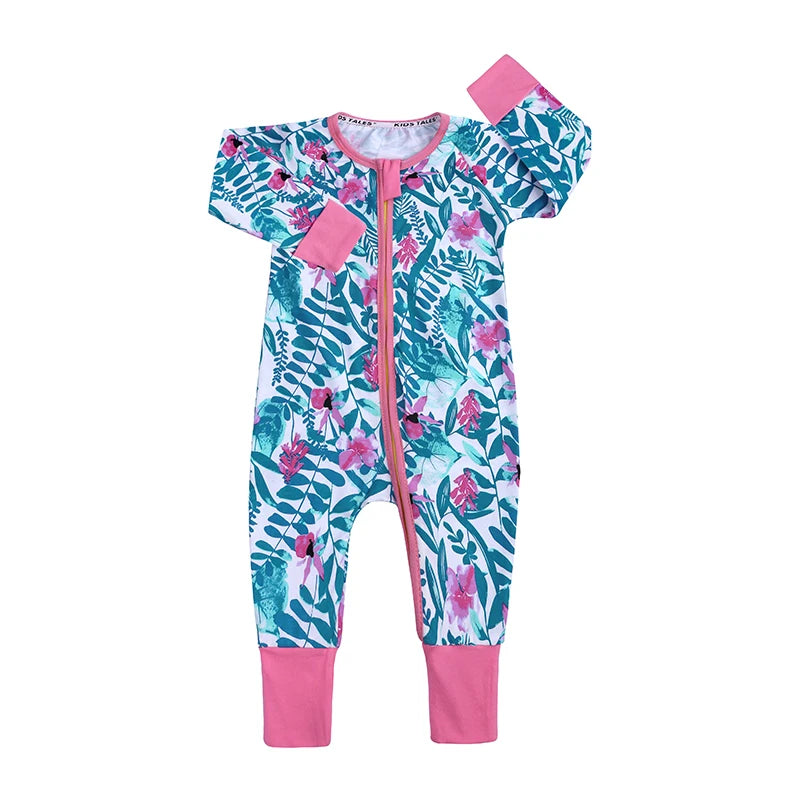 Long Sleeves Printed Baby Girl/Boy Zipper Bodysuits childrensterritory
