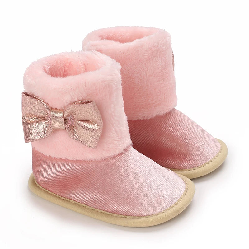 First Walker Girls Pink Warm Cute Fur Velvet Snow Boots childrensterritory