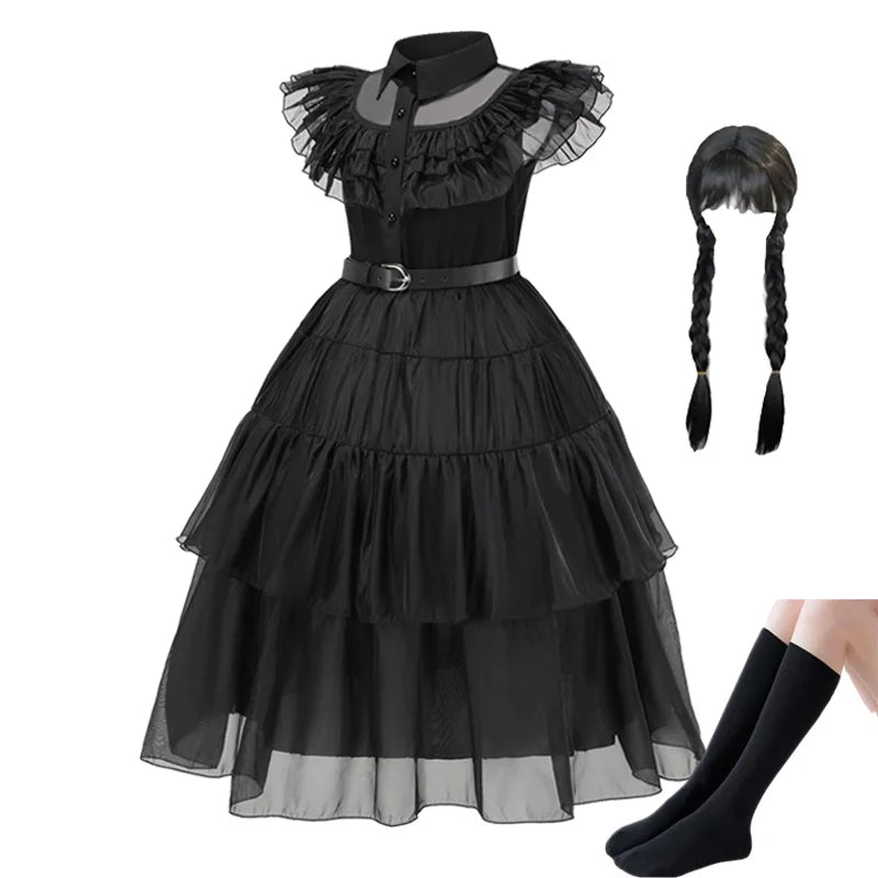 Wednesday Addams Kids Easter Halloween Party Costumes