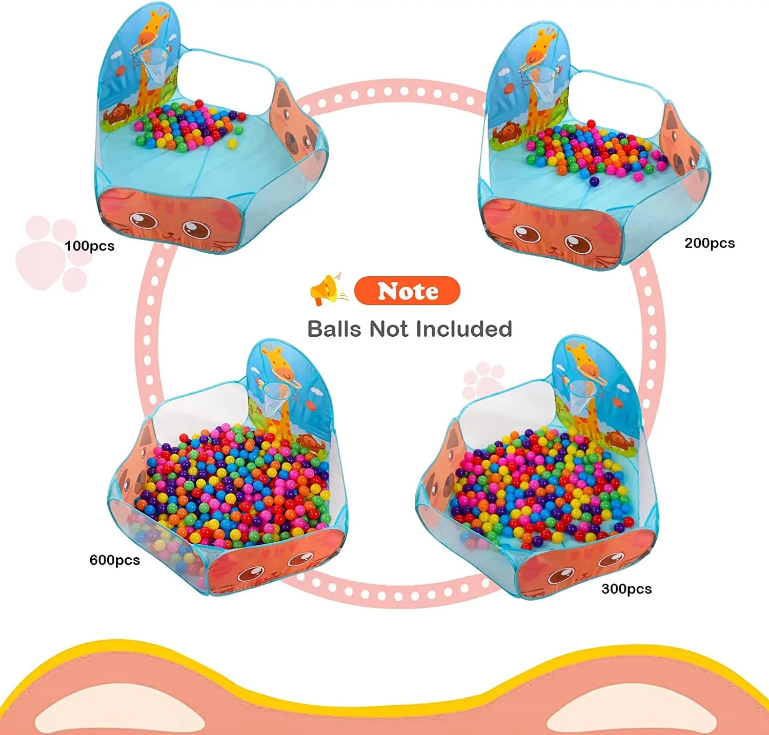 Portable Ball Pit Play Tent with Basket Toy for Baby childrensterritory