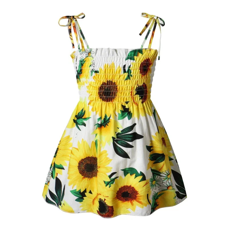 Little Girls Floral Halter Style Summer Cotton Dresses childrensterritory