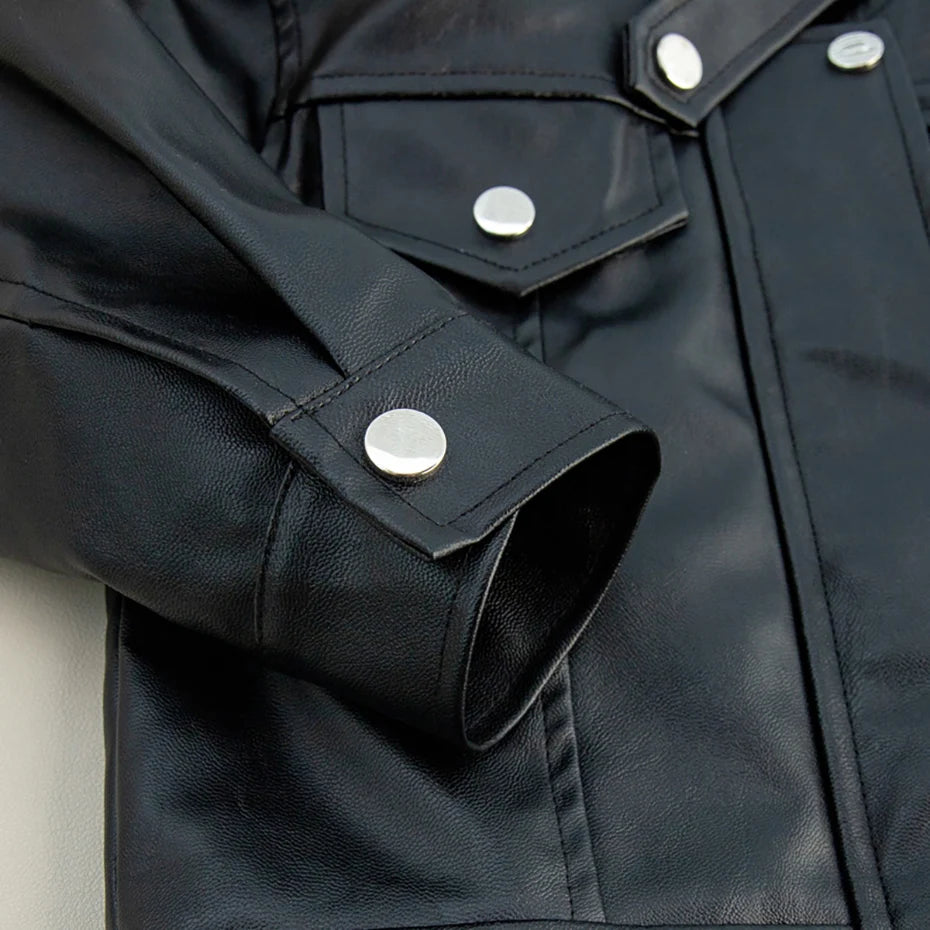 Stylish Kids Boys Girls Solid Color Leather Jackets childrensterritory