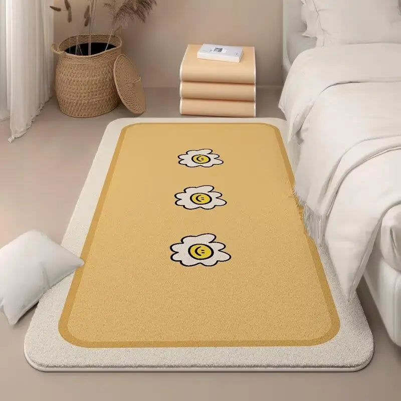 Nordic Cute Flower Girl Rugs for Bedroom, Large Area