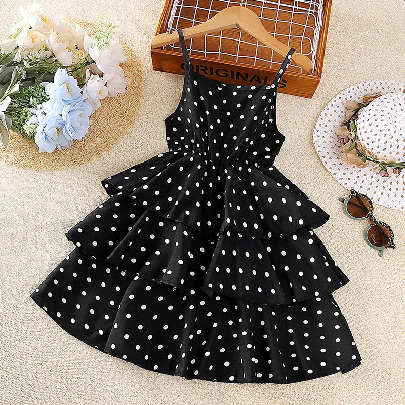Kids Girls Polka Dot Stylish Summer Holiday Dresses childrensterritory