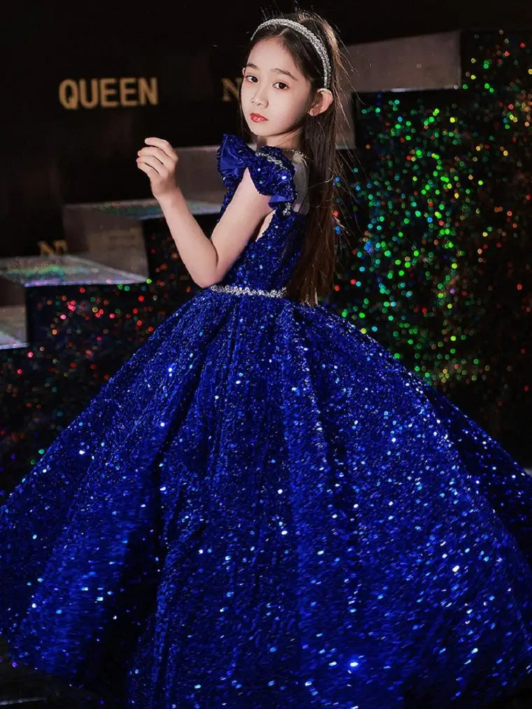 Kids Girls Elegant Princess Sequin Evening Prom Party Dresses/Gown childrensterritory