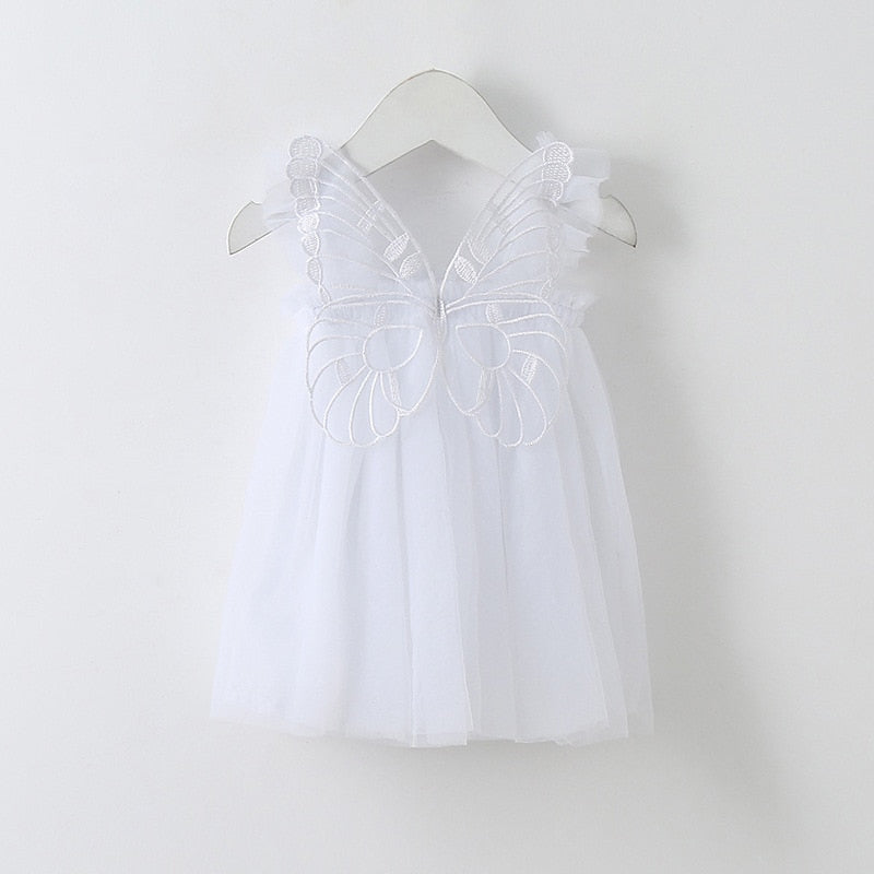 Baby Girl Sleeveless Tulle Birthday Party Dresses with Butterfly Wings childrensterritory