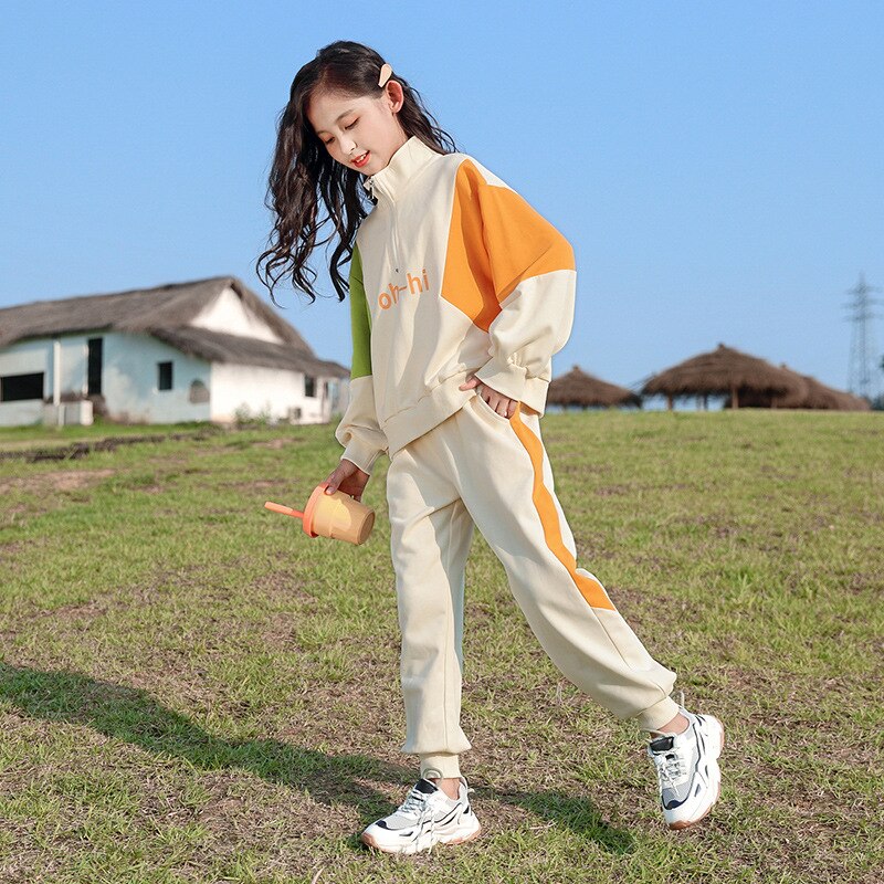 Kids Girls Warm Zipper Sweater + Pants Sports Suits Set childrensterritory