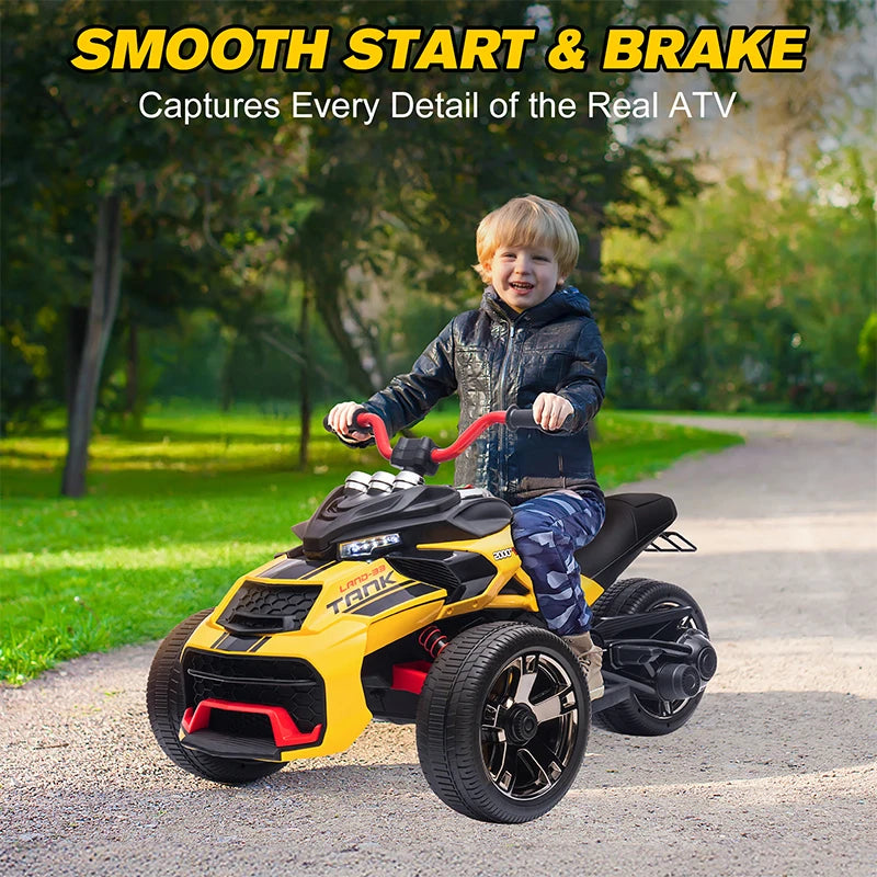 Kids 12V Ride On Three-Wheel Electric Car with Lights, Music childrensterritory