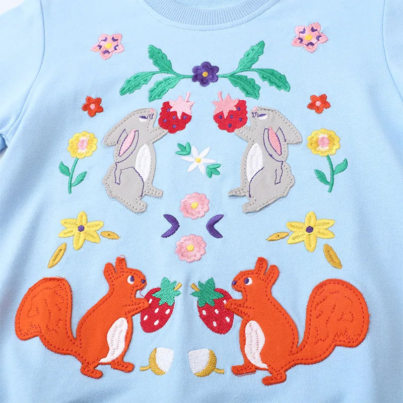 Animals Embroidery Kids Long Sleeve Sweatshirts childrensterritory
