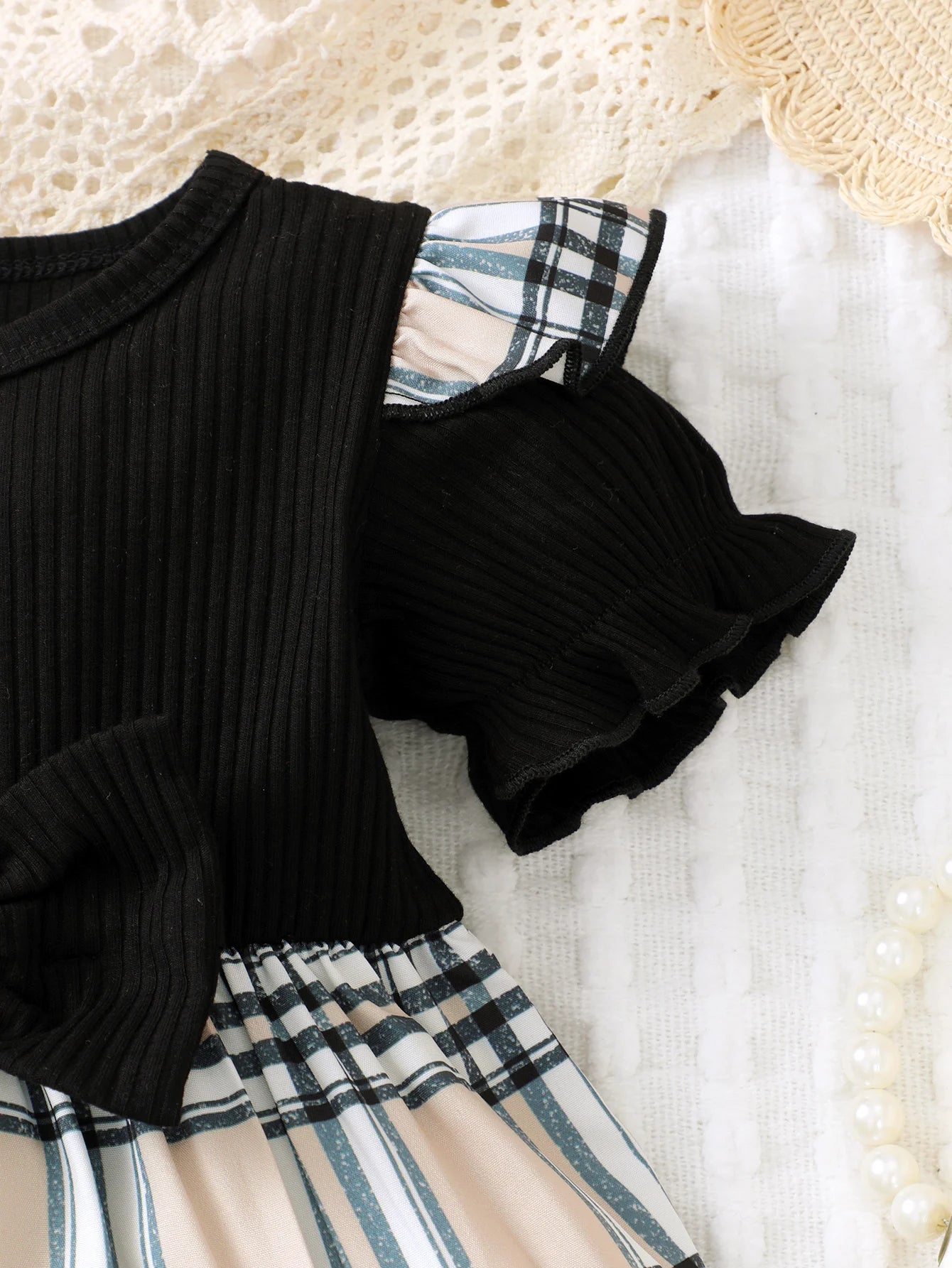 Newborn Girl Checkered Print Bow Dress for Summer