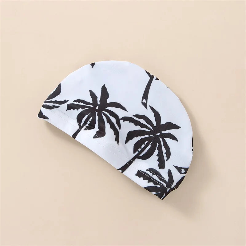 Tropical Tree Print Toddler Girls Boys Zipper Swimwear