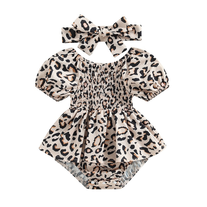 Baby Girls Heart/Leopard Print Bodysuit with Headband childrensterritory