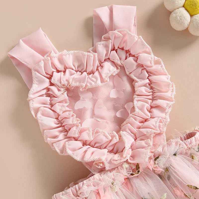 Baby Girls Backless Lace Design Jumpsuit Party Dress childrensterritory