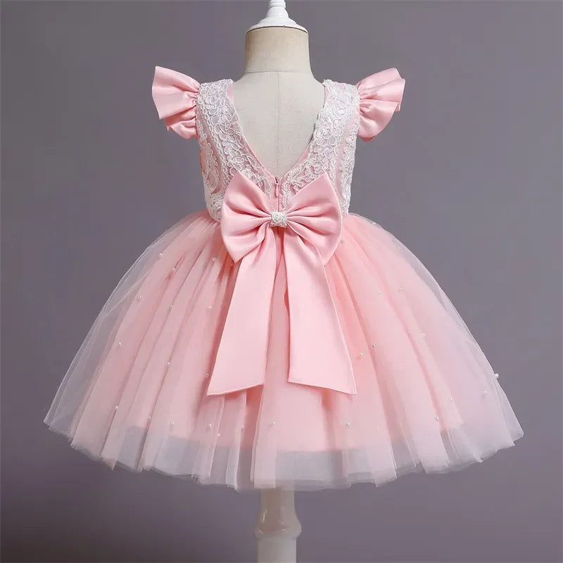 Baby/Kids Girls Lace Pearls Princess Party Dress