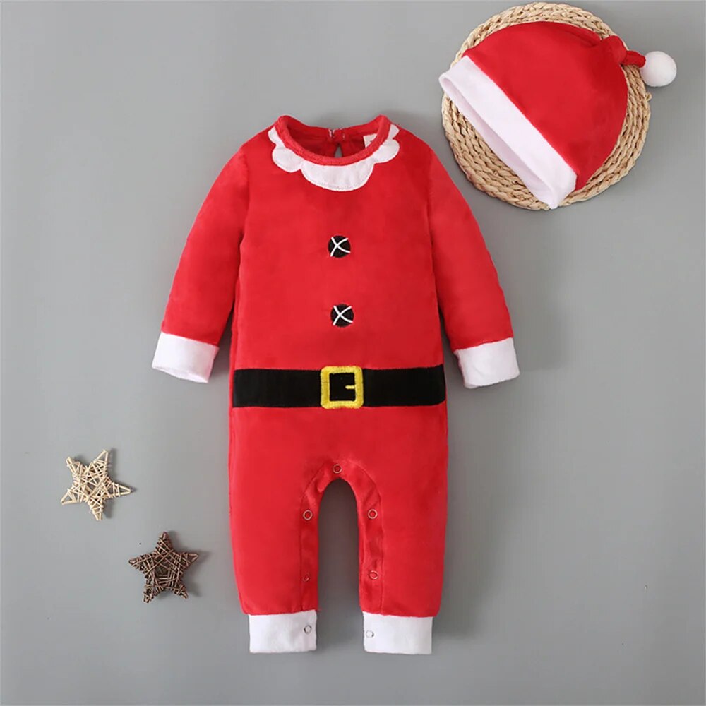 Newborn Baby Santa Claus Romper with Hat for Christmas childrensterritory
