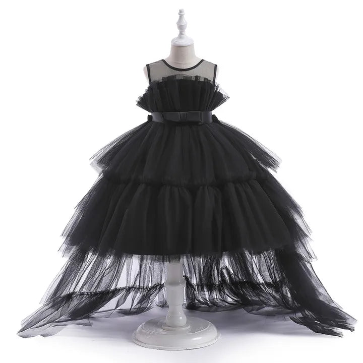Little Girls Puffy Tulle First Communion Dresses with Trailing childrensterritory