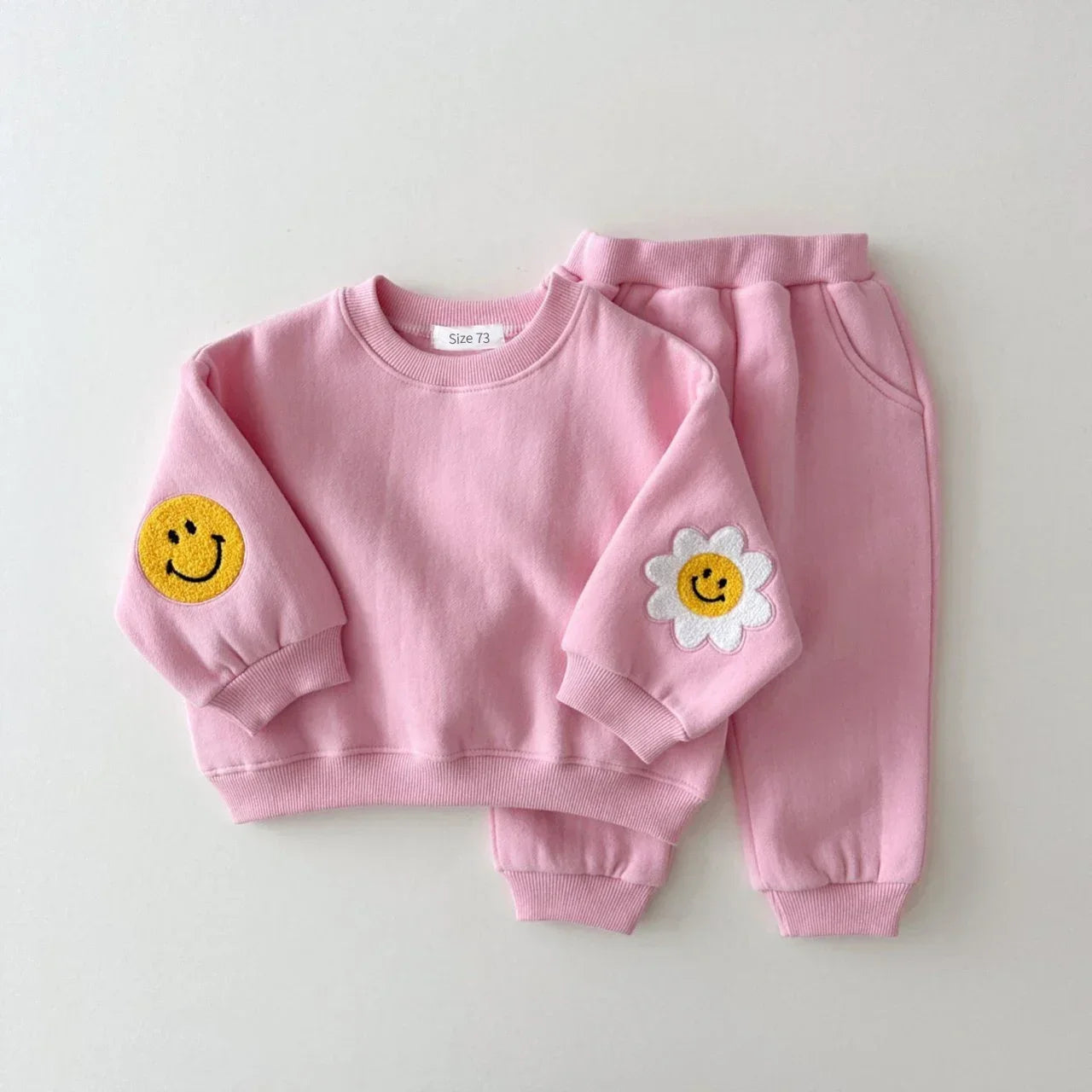 Baby Girls/Boys Patched Sweatshirt + Pants 2pcs Tracksuit