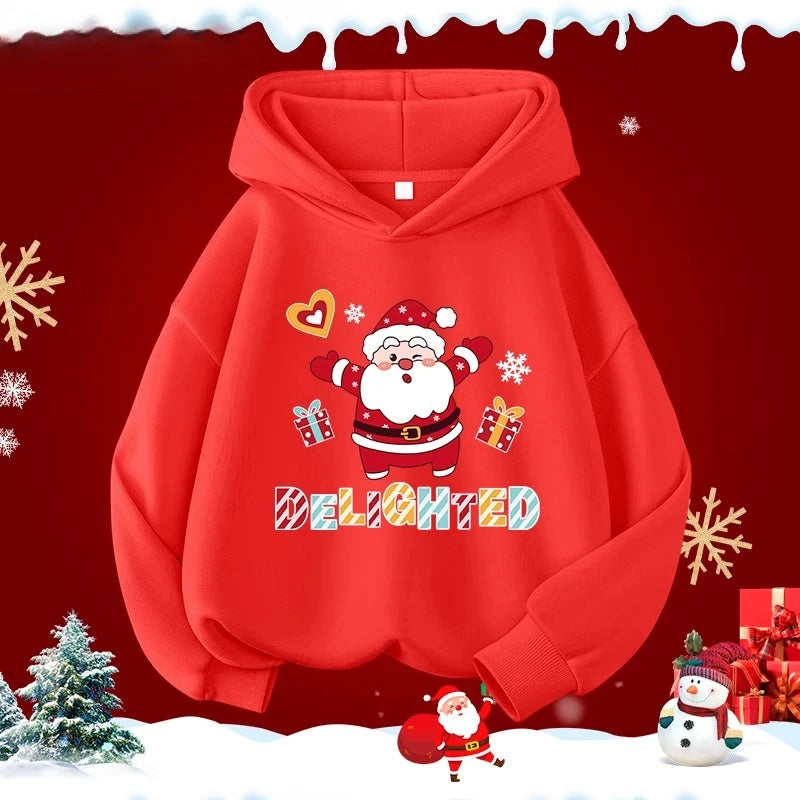Kids’ Long-Sleeve Christmas-Print Hoodie Sweater