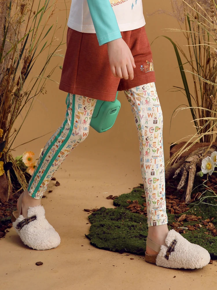 Girls Cartoon Printed Stretch Pants childrensterritory