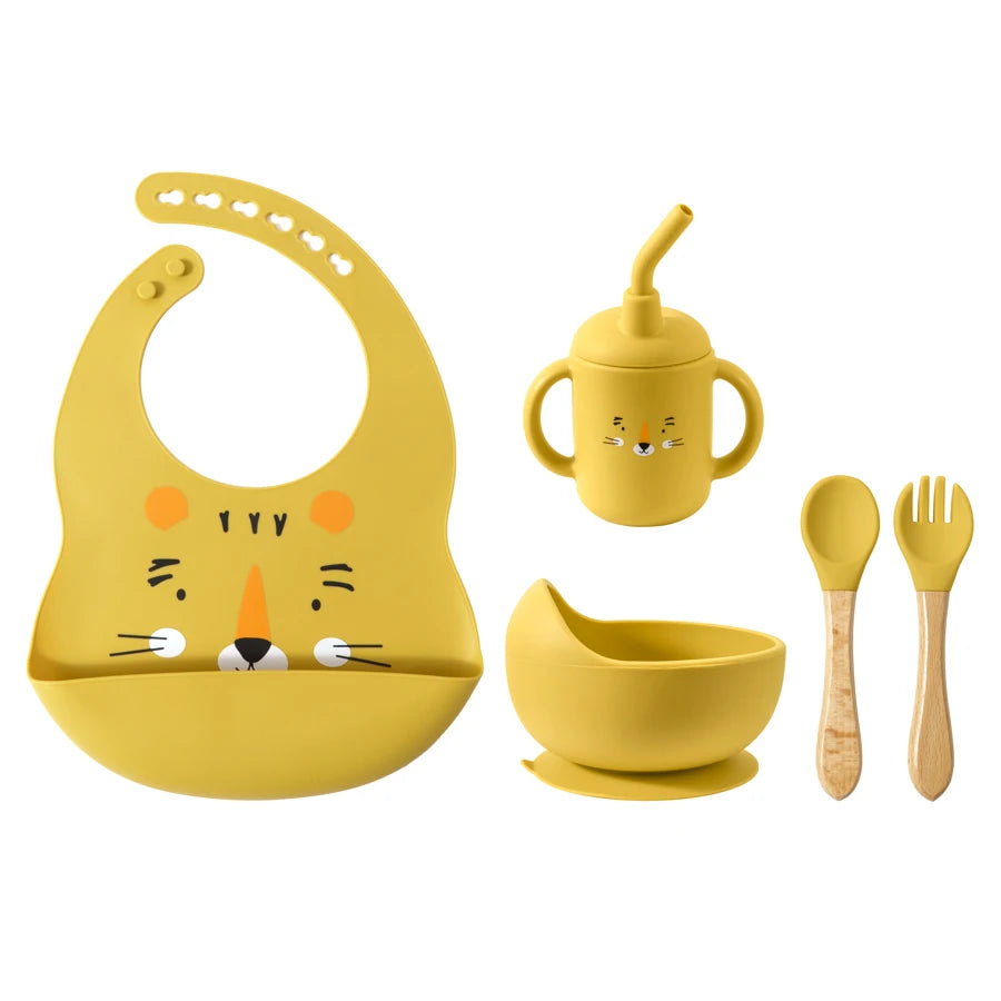4/5/8Pcs Durable Silicone Tableware Set for Toddlers childrensterritory