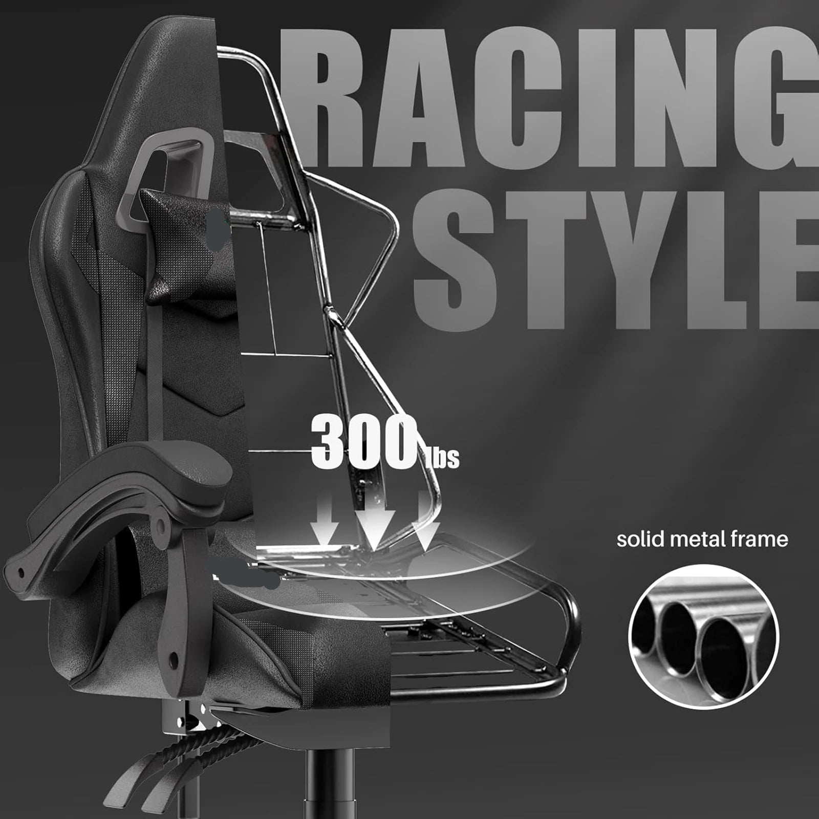 PU Leather Gaming Chair with Headrest and Lumbar Support childrensterritory