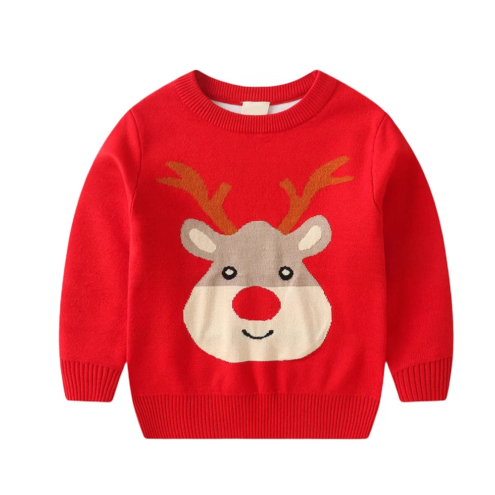 Kids Cartoon Print Long-Sleeved Warm Sweaters