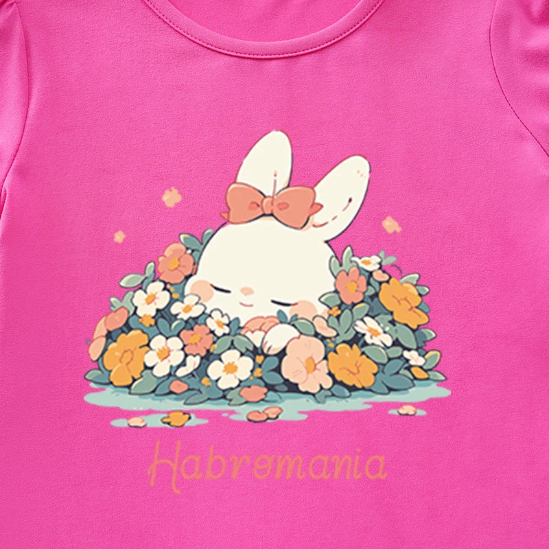 Kids Girls Hipster Cartoon Print Casual T-Shirt For Summer childrensterritory
